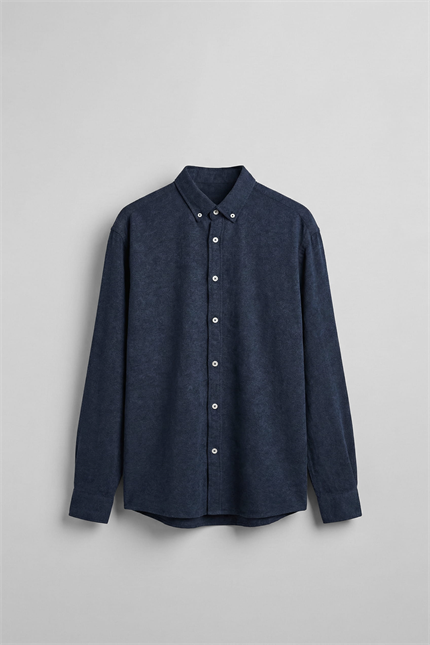 Erkek Uzun Kollu Desenli Oversize Gömlek Lacivert