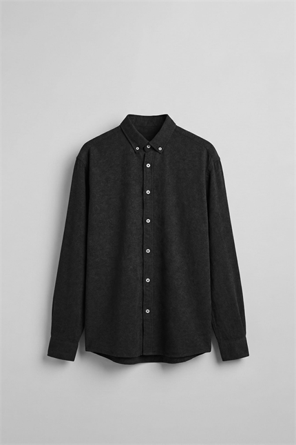 Erkek Uzun Kollu Desenli Oversize Gömlek Siyah