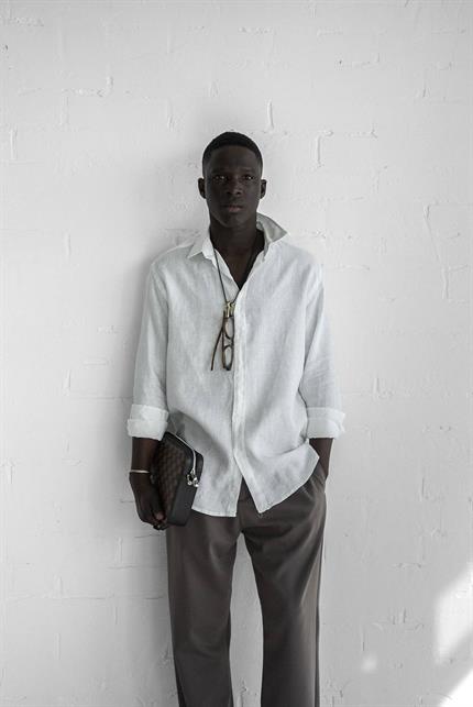 Erkek Uzun Kollu Regular Fit %100 Keten Gömlek Beyaz