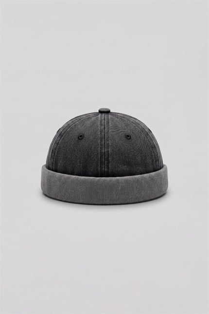 Erkek Vintage Retro Yıkamalı Docker Şapka Antrasit