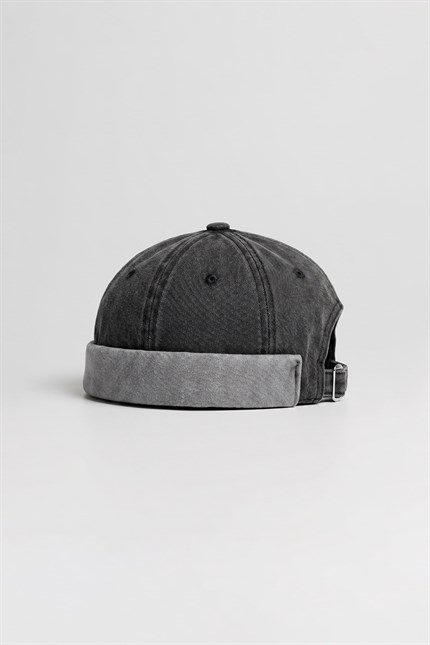 Erkek Vintage Retro Yıkamalı Docker Şapka Antrasit