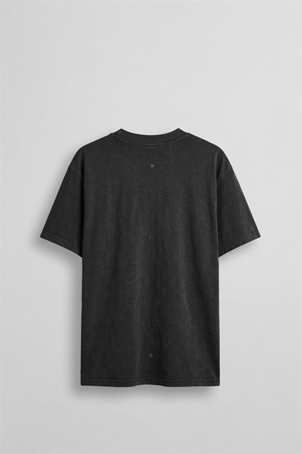 Erkek Vintage Yıkamalı Oversize Pamuklu T-Shirt Siyah