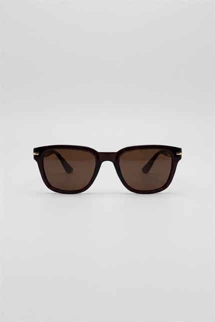 Erkek Vortex Kare Asetat Polarize Güneş Gözlüğü Kahverengi