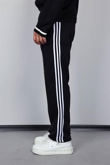 Erkek Yan Şeritli Baggy Fit Eşofman Siyah