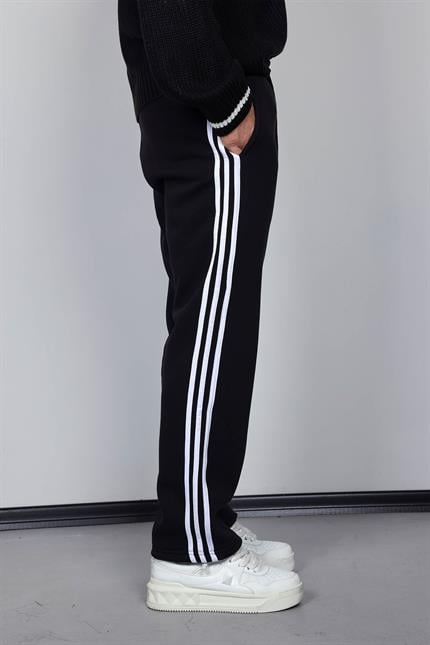 Erkek Yan Şeritli Baggy Fit Eşofman Siyah