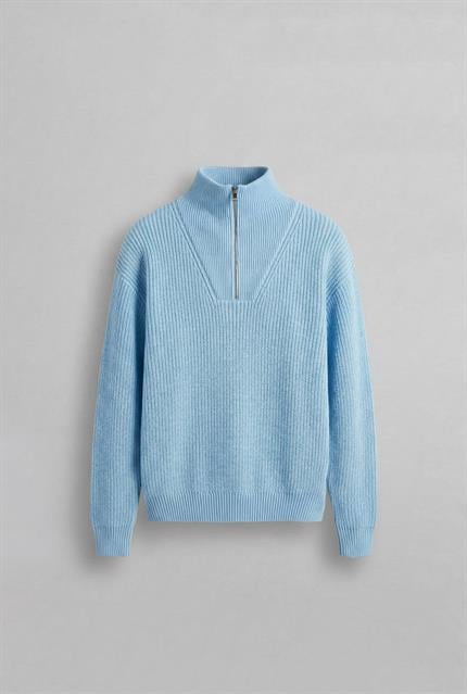 Erkek Yarım Fermuarlı Örme Kazak Bebek Mavi