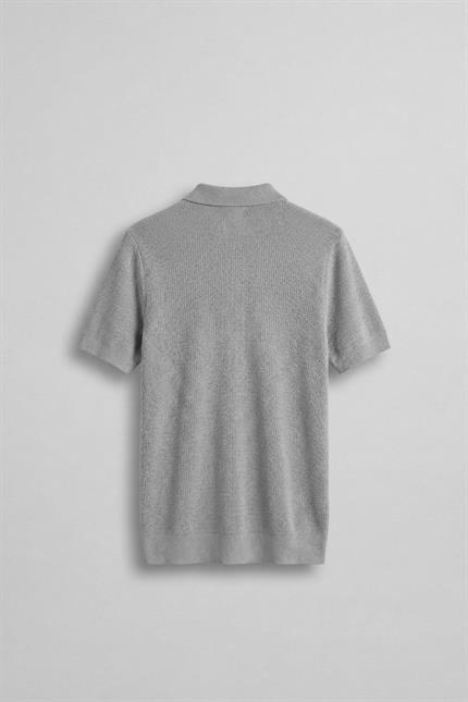 Erkek Yarım Fermuarlı Polo Yaka Triko T-Shirt Gri