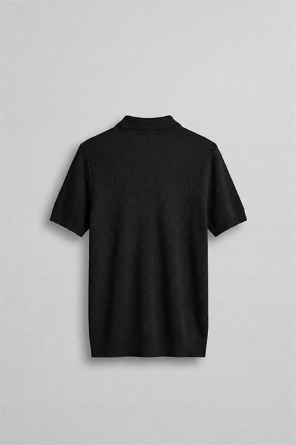 Erkek Yarım Fermuarlı Polo Yaka Triko T-Shirt Siyah