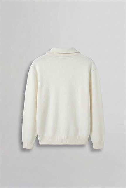 Erkek Yarım Fermuarlı Premium Kumaş Oversize Kazak Ekru