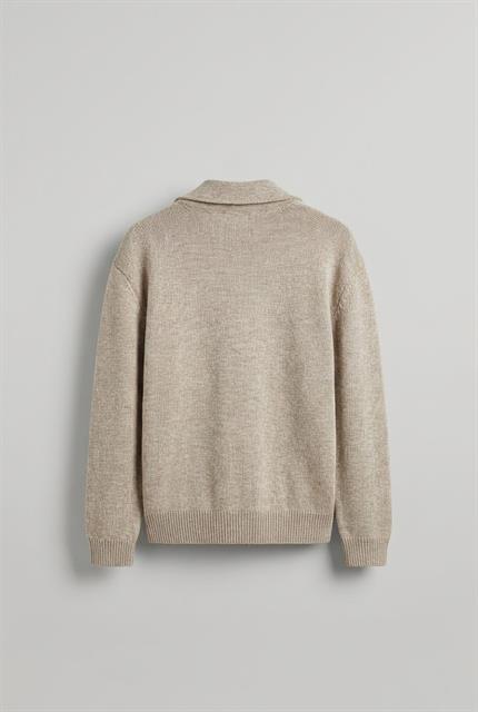 Erkek Yarım Fermuarlı Premium Kumaş Oversize Kazak Bej