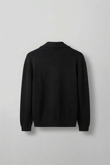 Erkek Yarım Fermuarlı Premium Kumaş Oversize Kazak Siyah