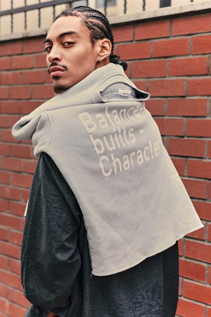 Erkek Yazı Baskılı Oversize Sweatshirt Gri