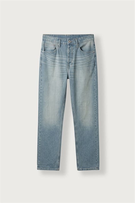 Erkek Yıkamalı Baggy Fit Jean Mavi