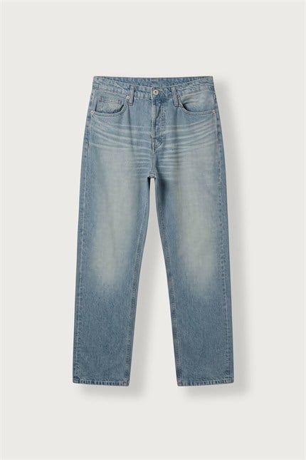 Erkek Yıkamalı Baggy Fit Jean Mavi