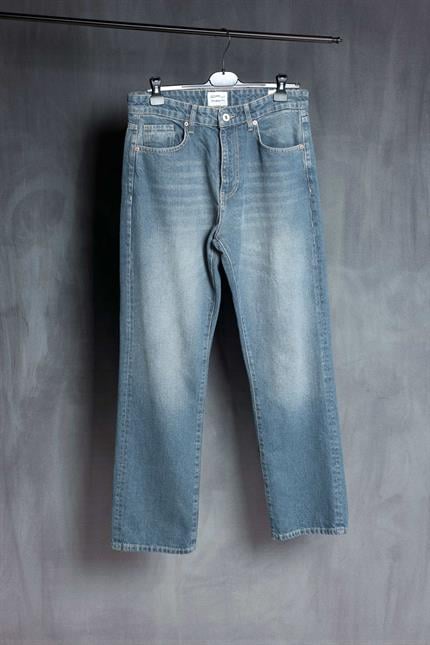 Erkek Yıkamalı Baggy Fit Jean Mavi