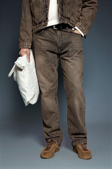 Erkek Yıkamalı Baggy Fit Jean Pantolon Kahverengi