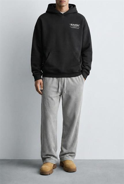 Erkek Yıkamalı Beli Lastikli Regular Fit Eşofman Açık Gri