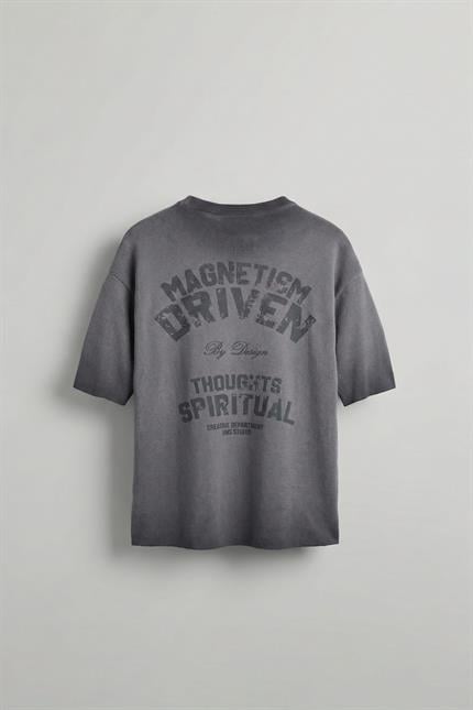 Erkek Yıkamalı Örme Premium Oversize T-Shirt Gri