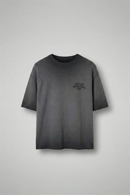 Erkek Yıkamalı Örme Premium Oversize T-Shirt Siyah