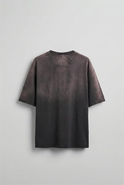Erkek Yıkamalı Premium Kumaş Oversize T-Shirt Kahverengi