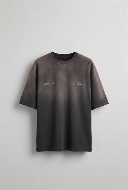 Erkek Yıkamalı Premium Kumaş Oversize T-Shirt Kahverengi