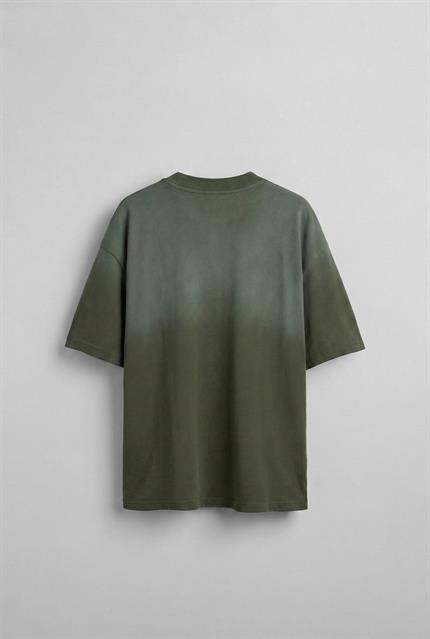 Erkek Yıkamalı Premium Kumaş Oversize T-Shirt Yeşil