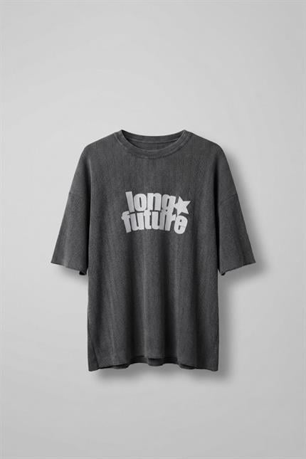 Erkek Yıkamalı Ribana Kumaş Oversize T-Shirt Siyah