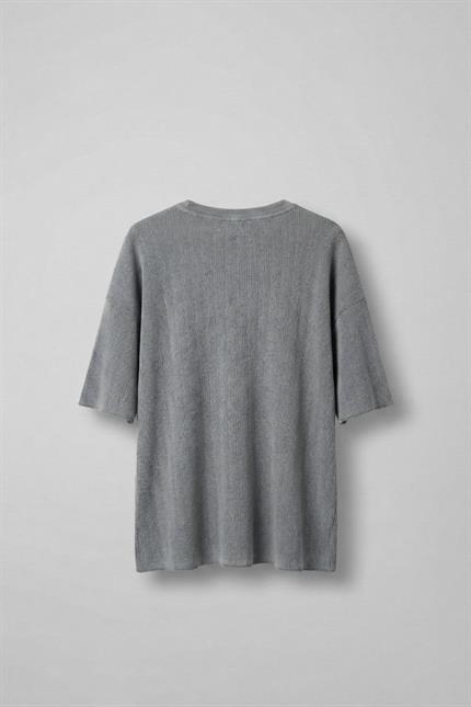 Erkek Yıkamalı Ribana Kumaş Oversize T-Shirt Gri