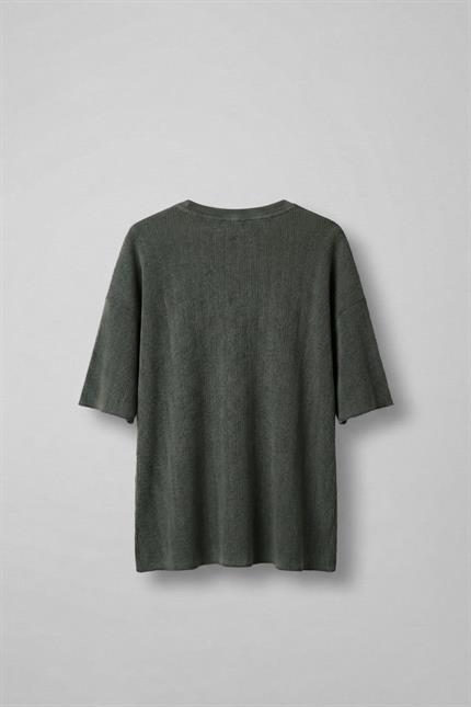 Erkek Yıkamalı Ribana Kumaş Oversize T-Shirt Haki Yeşil