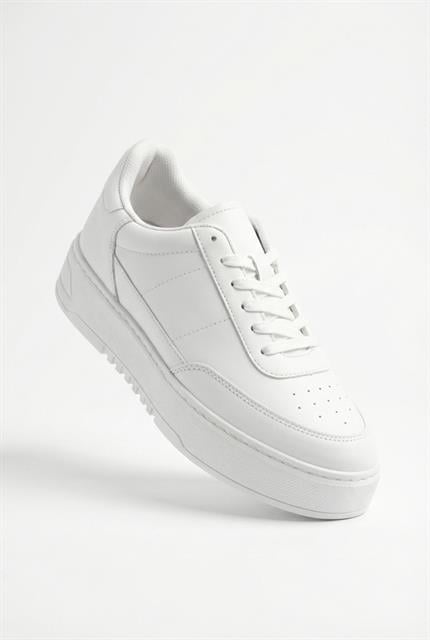 Erkek Yüksek Tabanlı Bağcıklı Spor Ayakkabı Beyaz