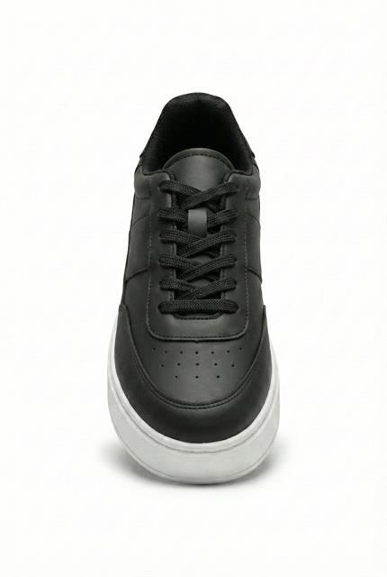 Erkek Yüksek Tabanlı Bağcıklı Spor Ayakkabı Siyah
