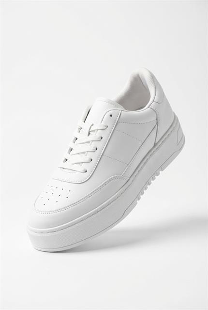 Erkek Yüksek Tabanlı Bağcıklı Spor Ayakkabı Beyaz