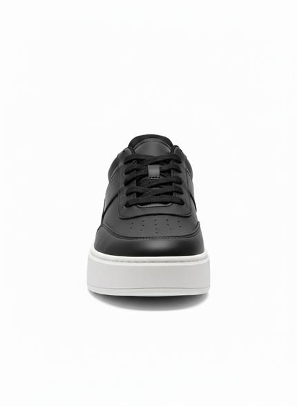 Erkek Yüksek Tabanlı Bağcıklı Spor Ayakkabı Siyah