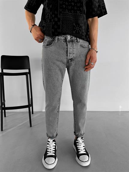Erkek Loose Fit %100 Pamuk Jean Kot Pantolon Antrasit