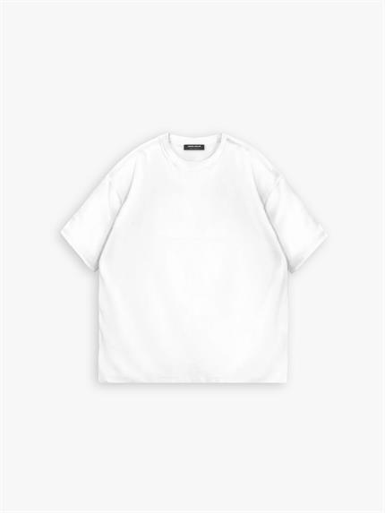 Erkek Oversize Basic T-Shirt Beyaz