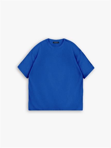 Erkek Oversize Basic T-Shirt Mavi