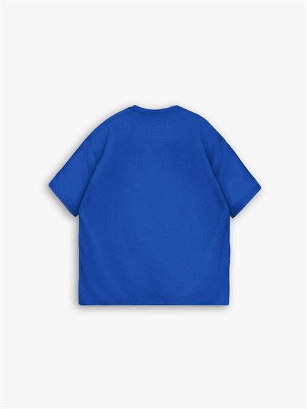 Erkek Oversize Basic T-Shirt Mavi