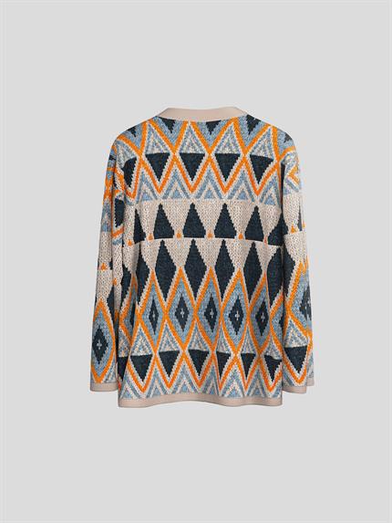 Erkek Oversize Desenli Hırka Turuncu