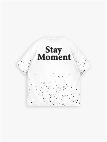 Erkek Oversize Dokulu Baskılı %100 Pamuk T-Shirt Beyaz