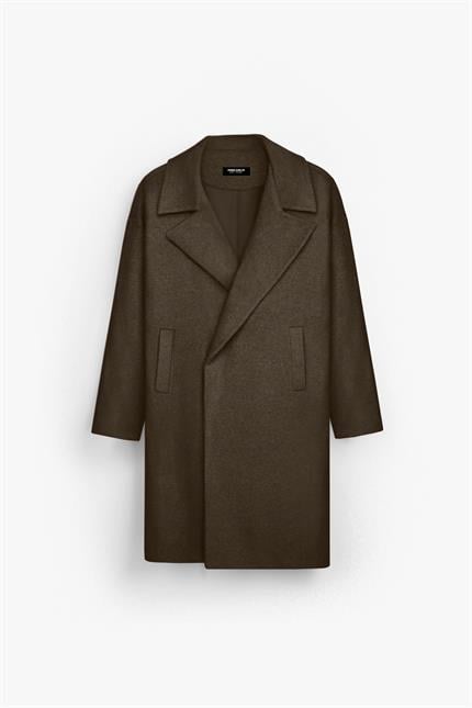 Erkek Oversize İtalyan Kaşe Kaban Kahve