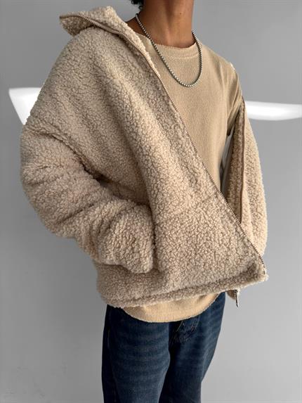 Erkek Peluş Mont Bej
