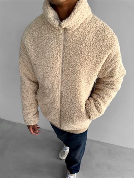 Erkek Peluş Mont Bej