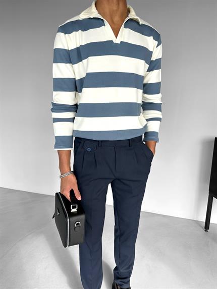 Erkek Pileli Kumaş Pantolon Lacivert