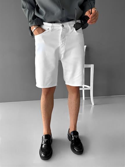 Erkek Regular Fit Şort Beyaz