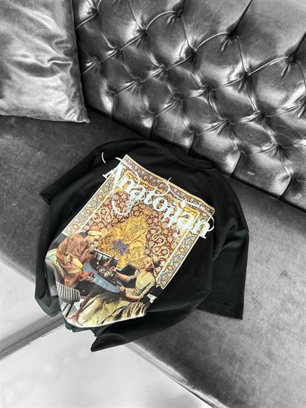 Erkek Sırtı Patchli Oversize T-Shirt Siyah