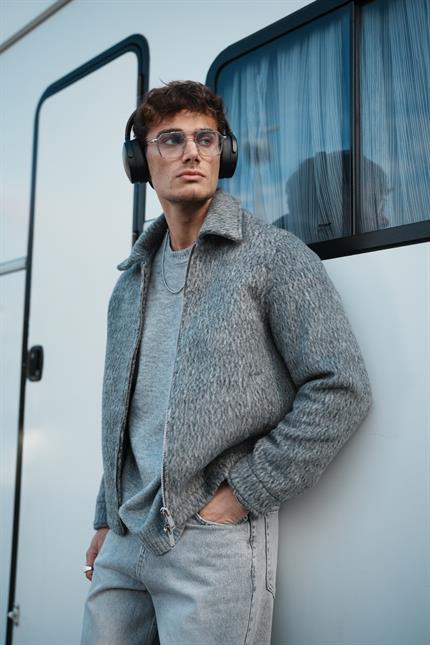 Erkek Alpaka Yün Mont Siyah