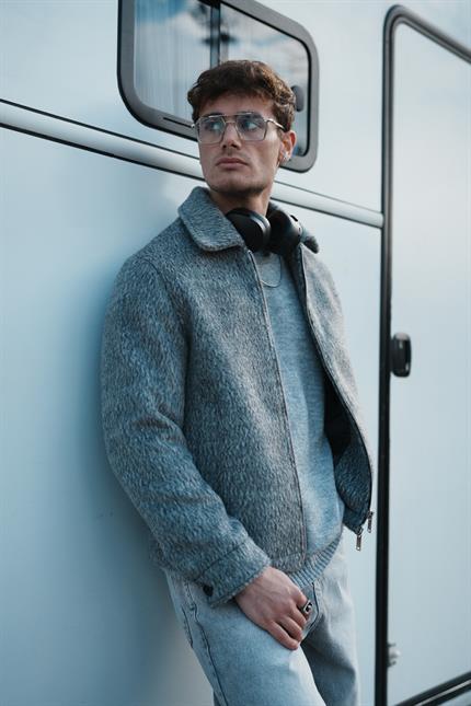 Erkek Alpaka Yün Mont Siyah