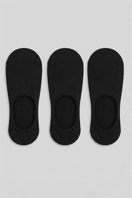Unisex Bambu Silikonlu Görünmez Babet Çorap 3lü Set Siyah