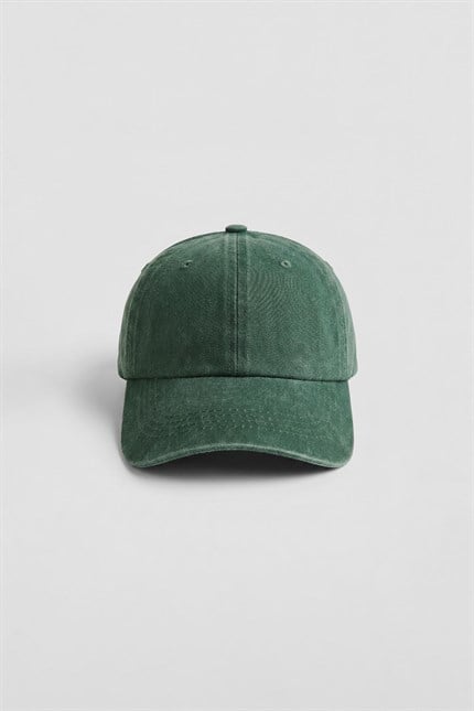 Unisex Basic Yıkamalı Beyzbol Şapka Yeşil