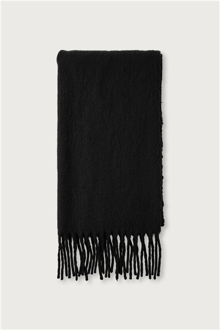 Unisex Basic Yumuşak Dokulu Atkı Siyah